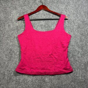 bebe Top Womens XL Metal Ring Cross Back Burgundy Knit Tank Cami NEW $79